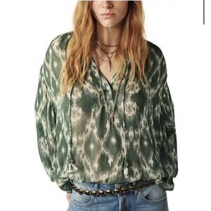 ba&shMenaelle Tunic Green Beige Abstract